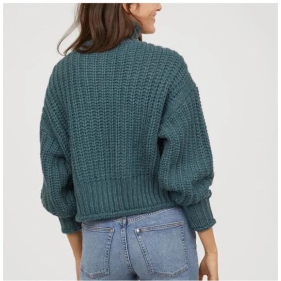 H&M Oversized Boxy Chunky Knit Sweater Dark Turquoise Size XL - Picture 4 of 12